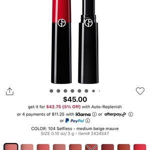 Armani Lip power shade 102. Only swiped once. Full tube.